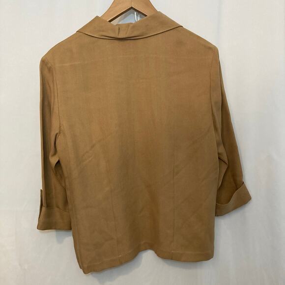 Vintage Anna and Frank 100% Silk Herringbone Cuff Sleeve Button Shirt Blouse Top - Picture 8 of 8